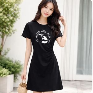 Erfini | Summer Panda Cotton T-shirt Dress